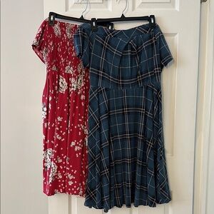 Two Torrid Midi A-line Dresses with Smocked Pleats